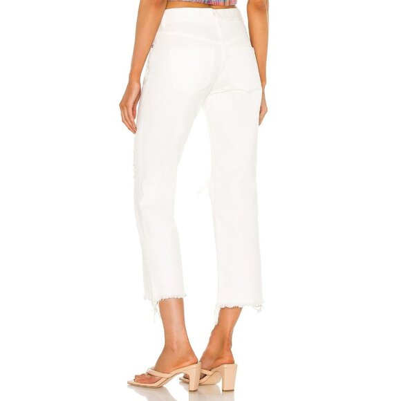 WE THE FREE PEOPLE Maggie White Mid Rise Destroyed Straight Leg Jeans, Size 29 - Picture 4 of 14